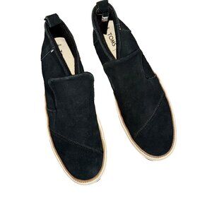Toms Womens Paxton Sneakers Black Suede Size 9.5 Wide